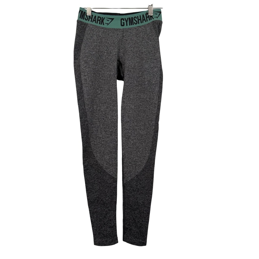 Gymshark Flex Leggings Charcoal Gray Dusty Teal‎ Waistband S Gym Yoga Contour